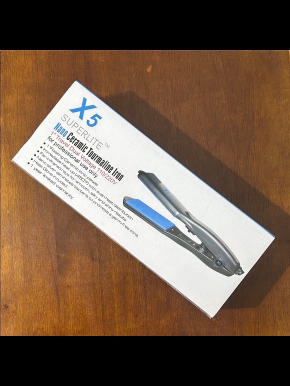 New X5 Superlite nano ceramic tourmaline iron 1” travel dual voltage 110/220V